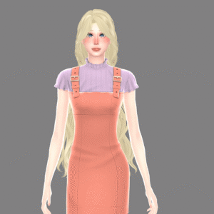 Personnage Sims 4 en robe rose et bretelles