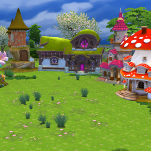 Village féerique des champignons dans *Les Sims 4*