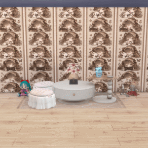 Jeu vidéo Les Sims 4 : salon décoré avec objets et personnages virtuels