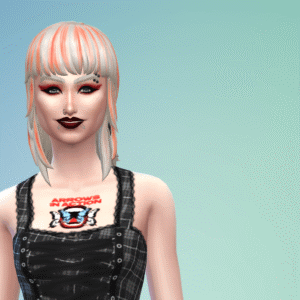 Personnage Sims 4 avec cheveux roses et haut noir