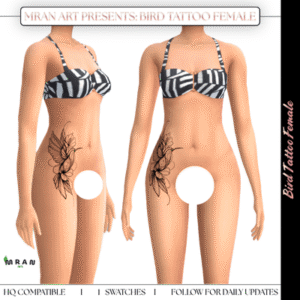 Tatouage d'oiseau pour avatar féminin dans *Les Sims 4*