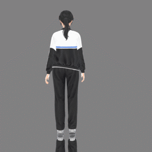 Personnage des Sims 4 en tenue sportive noire et blanche