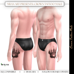 Pantalon de bain Sims 4 avec tatouage couronne masculine, Mran Art