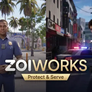 Deux policiers du jeu vidéo Les Sims 4 ZoWorks, Protect & Serve