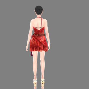 Robe courte rouge style Sims 4 vue arrière