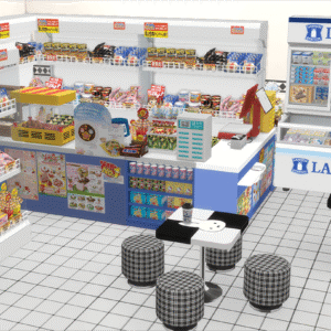 Rayon Lawson du jeu *Les Sims 4* avec produits variés