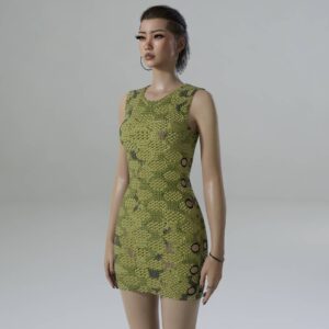 Robes verte à motifs pour Sims 4, style élégant