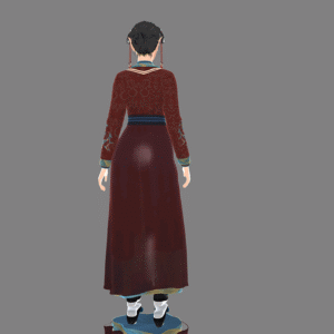 Robe traditionnelle rouge, jeu Les Sims 4 vue arrière