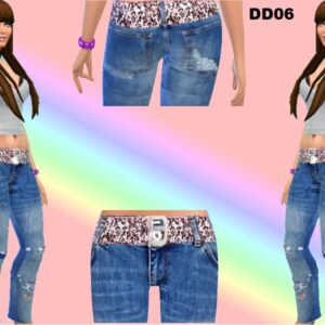 Jean skinny déchiré à ceinture pailletée rose par CandyDolluk
