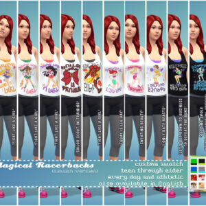 12 débardeurs Magical Racerbacks (version simlish) par plumsmellsbad2