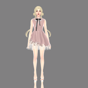 Personnage féminin dans Sims 4, robe rose à tutu