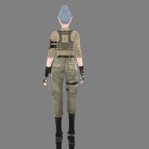 Personnage des Sims 4 en tenue tactique dos à la caméra