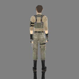 Personnage des Sims 4 en tenue tactique vue de dos