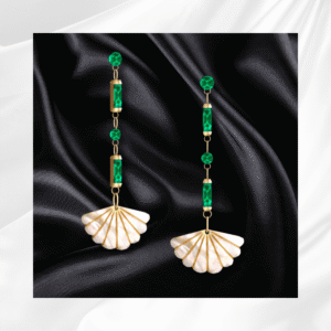Boucles d’oreilles Sims 4 avec coquillages et pierres vertes