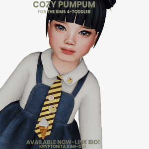 Poupée Sims 4 toddler en tenue d'école avec écharpe glaces