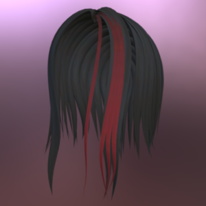 Coiffure longue style Sims 4 avec mèche rouge