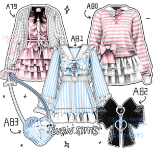 Illustrations de tenues et accessoires pour Sims 4 par Swan Sims