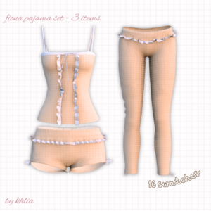 Ensemble pyjama Fiona pour The Sims 4 - 3 pièces avec détails