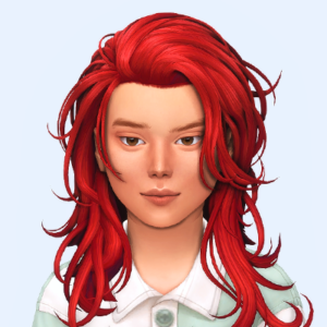 Personnage des Sims 4 aux cheveux roux vif