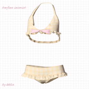 Ensemble de maillot de bain 'Bonfina' pour *Les Sims 4*, beige avec ruban rose