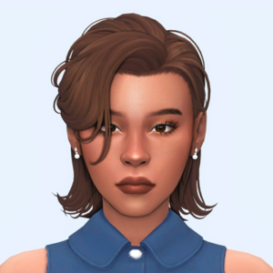 Personnage féminin de *Les Sims 4* en tenue bleue