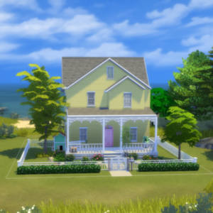 Maison à deux étages dans *Les Sims 4*, style campagne.