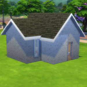 Maison en style cottage du jeu *Les Sims 4* avec toit en tuiles.