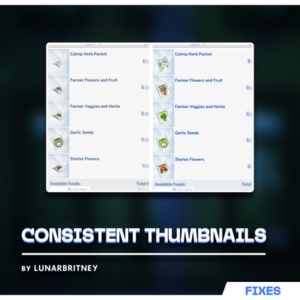 Miniatures cohérentes pour paquets de plantes dans *Les Sims 4* par Lunarbritney