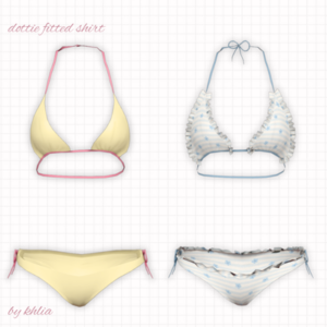 Haut de maillot de bain ajusté à pois pour *Les Sims 4* : vue avant et arrière