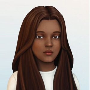 Avatar féminin aux cheveux longs dans *Les Sims 4*