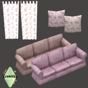 Canapé et accessoires à motifs floraux pour *Les Sims 4*