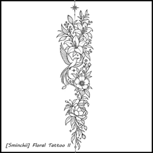 Tatouage floral avec oiseau pour Sims 4