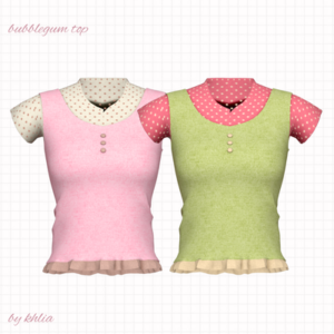 Hauts à polka blancs et colorés, style années 50, pour *Les Sims 4*