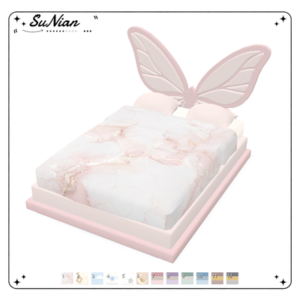 Gâteau de lit Sims 4 avec ailes de papillon rose