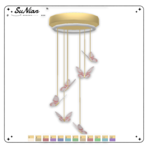 Plafonnier papillon coloré pour *Les Sims 4* avec options de personnalisation.