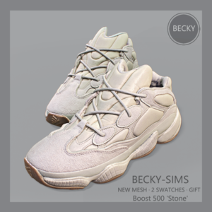 Chaussures Becky-Sims mesh Boost 500 'Stone' pour Sims 4, deux couleurs disponibles.