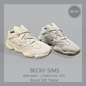 Chaussures Boost 500 'Stone' pour The Sims 4, modèle maillé, deux couleurs.