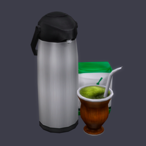 Thermos et verre à cocktail vert dans *Les Sims 4*