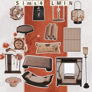 Meubles et décorations Sims 4 style asiatique LMIN