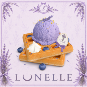 Gaufre violette lavande avec fruits et logo Lonelle pour *Les Sims 4*