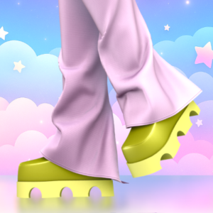 Pieds en chaussettes jaunes à semelles épaisses, Sims 4, style coloré