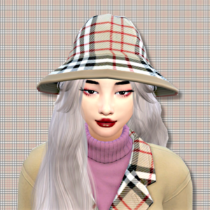 Personnage des Sims 4 avec chapeau et écharpe plaid