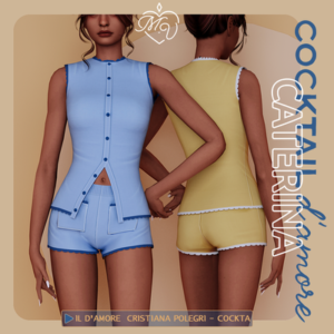Robes cocktail et lingerie pour Sims 4, style élégant bleu et jaune