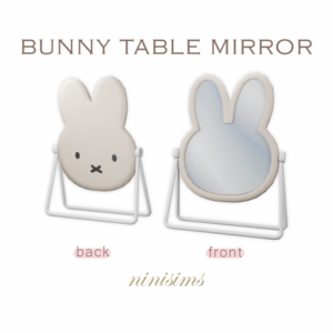 Miroir de table en forme de lapin pour *Les Sims 4*, vue avant et arrière