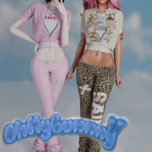 Deux personnages du jeu Sims 4 en tenues colorées et accessoirisés