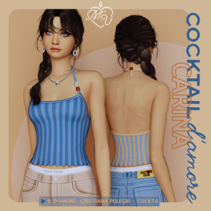 Robes à rayures bleues pour Sims 4, style cocktail et cocktail party