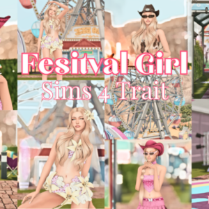 Trait Festival Girl pour Sims 4 avec Sims festifs en tenue estivale
