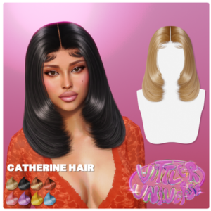Perruque Catherine pour *Les Sims 4*, blonde et noire