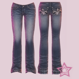 Pantalons jeans Sims 4 effet dégradé violet, dos zippé