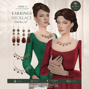 Pendentif et boucles d'oreilles Devlet v2 pour Sims 4, jeu vidéo